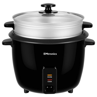 EMtronics 1.8L Rice Cooker, NonStick Pot & Vegetable Steamer Tray