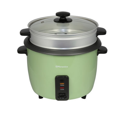 EMtronics 1.8L Rice Cooker, NonStick Pot & Vegetable Steamer Tray