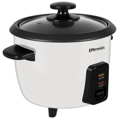 EMtronics 1.8L Rice Cooker, Non-Stick Pot & Vegetable Steamer Tray - White