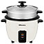 EMtronics 1 Litre Rice Cooker, Non-Stick Pot & Vegetable Steamer Tray - Cream