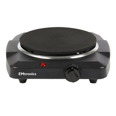 EMtronics 1500W Portable Hob Hot Plate with Temperature Control - Black