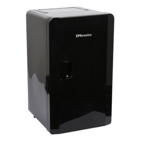 EMtronics 16L Compact Mini Cooler Fridge with Built-in 12V Power - Black