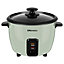 EMtronics 1L Rice Cooker, Non-Stick Pot & Vegetable Steamer Tray - Sage Green