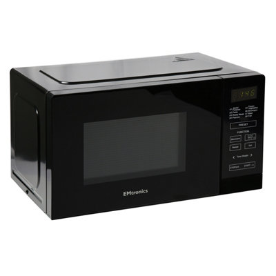 EMtronics 20 Litre Black 700W Microwave With 800W Grill, Timer and Preset Menu