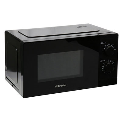 EMtronics 20 Litre Black Microwave 700W With Defrost and 35 Minute Timer