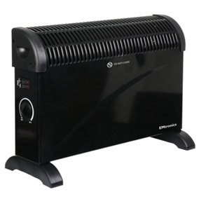 EMtronics 2KW Convector Heater Radiator with 3 Setting Adjustable Thermostat - Black