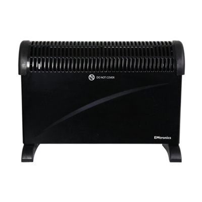 EMtronics 2KW Convector Heater Radiator with 3 Setting Adjustable Thermostat - Black