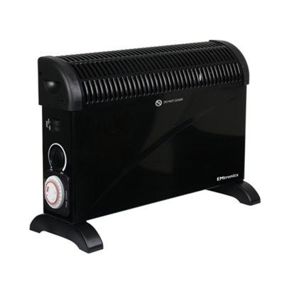 2KW Heater with Adjustable Thermostat and Timer Black | DIY at B&Q