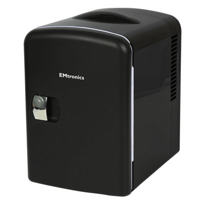 EMtronics 6L Compact Mini Cooler Fridge with 12V Adapter - Black