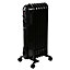 EMtronics 7 Fin Oil Filled Portable Heater Radiator with Thermostat - Black