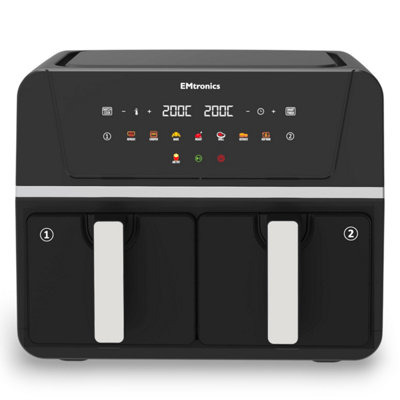 EMtronics 9 Litre Double Basket Air Fryer - Black