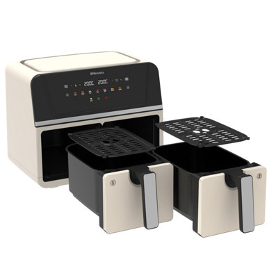 EMtronics 9 Litre Double Basket Air Fryer - Cream