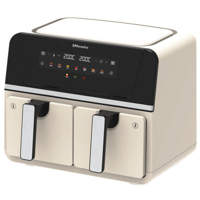 EMtronics 9 Litre Double Basket Air Fryer - Cream