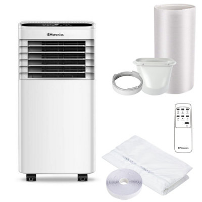 EMtronics 9000BTU Portable Air Conditioner Dehumidifier Fan and Window Vent Kit