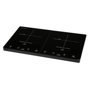 EMtronics Portable Double Hot Plate Induction Hob, Temperature Control - Black