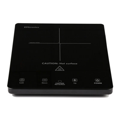 EMtronics Portable Hot Plate Induction Hob with Temperature Control Black