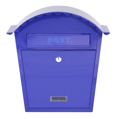 EMtronics Wall Mountable PostBox Stainless Steel Weather Resistant Midnight Blue