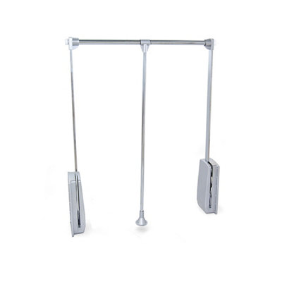 Emuca Hang pull down wardrobe rail lift, 600 - 830, Chrome plated, Steel and Plastic