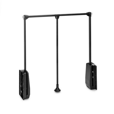 Emuca Hang pull down wardrobe rail lift, 830 - 1150, Black painted, Steel and Plastic