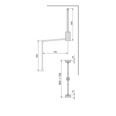 Emuca Hang pull down wardrobe rail lift, 830 - 1150, Black painted, Steel and Plastic