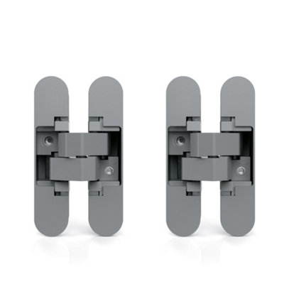Emuca Lot of 2 concealed hinges for wicket doors, load 40kg, 180 degree opening, Zamak, Grey metallic