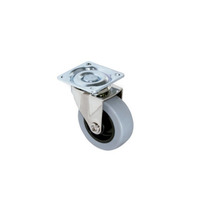 Emuca Lot of 4 castors Slip with mounting plate, diameter 75mm, Steel and Plastic, Plastic Grey