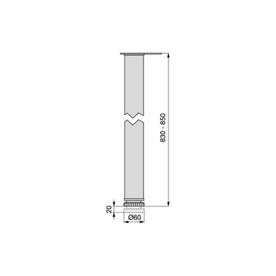 Emuca Lot of 4 table legs, diameter 60mm, H 830mm, Steel, Chrome plated