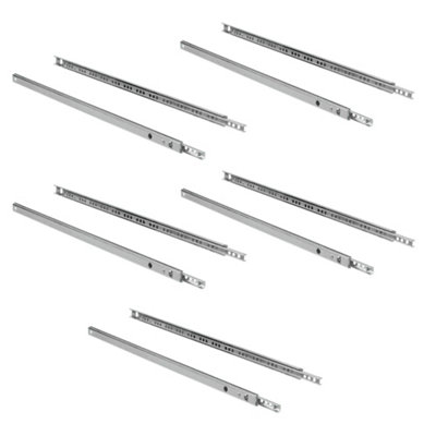 Emuca Lot of 5 pairs of ball bearing runners for drawers height 17mm, depth 438mm, partial extension, Zinc plated