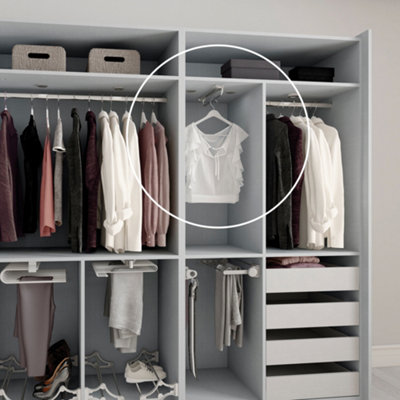 Emuca Self Pull-out wardrobe rail, 350, Silver painted, Steel and Plastic