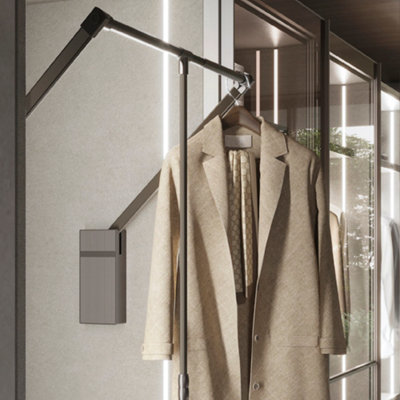 Emuca Sway pull-down wardrobe rail lift, 450 - 600mm, Steel, Aluminium ...