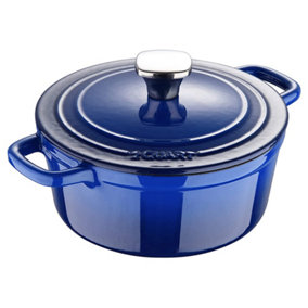 Enamel Cast Iron Casserole Dish with Lid 1.9L Blue