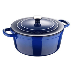 Enamel Cast Iron Casserole Dish with Lid 5.7L Blue