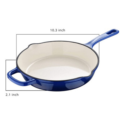 25 cm Dia. Cast Iron Frying Pan with Matte Black Enamel Coating