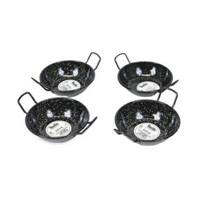 Enamelled Deep Frying Pan With Handles Set of 4 x 14cm