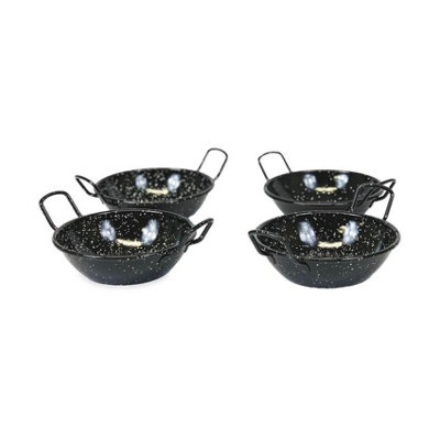 Enamelled Deep Frying Pan With Handles Set of 4 x 16cm