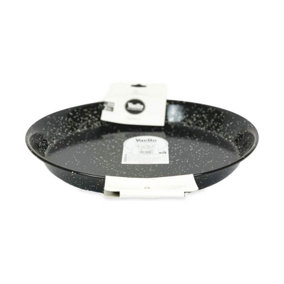 Enamelled Steel Paella Pan With Handles 38cm & Stainless Steel Paella Skimmer 9.5 x 30 cm