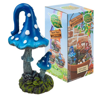 Enchanted Fairy Toadstool Secret Garden Ornament Blue