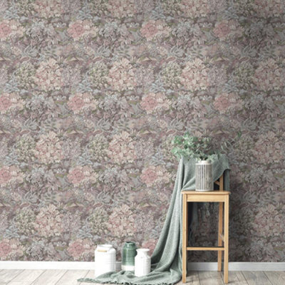 Enchanted Forest Wallpaper Lilac Floral Leaves Natural Botanical ...