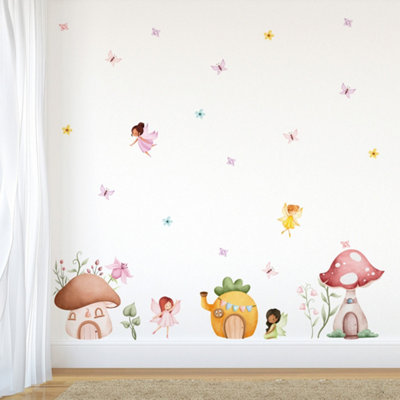 Glow in the Dark Pink Flower Fairy and Butterfly Sticker Kids Room  Autocollant