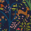 Enchanted Woodland Navy Floral Wallpaper
