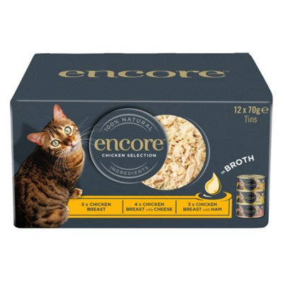 Encore Adt Wet Cat Food Tin Chkn Selection in Broth 12x70g (Pack of 4)