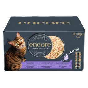 Encore Adult Wet Cat Food Tin - Mixed Multipack 12 x 70g (Pack of 4)