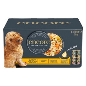 Encore Adult Wet Dog Food Chk Selection in Broth 5x156g (Pack of 4)