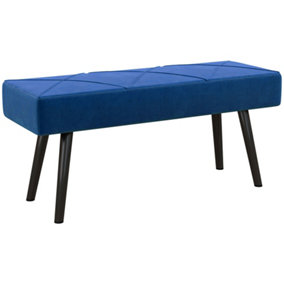 End of Bed Bench with X-Shape Design and Steel Legs, Upholstered Hallway Bench for Bedroom, Blue