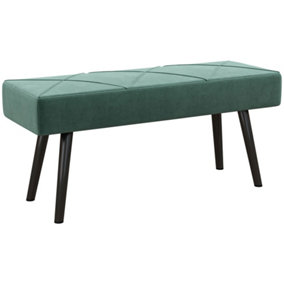 End of Bed Bench with X-Shape Design and Steel Legs, Upholstered Hallway Bench for Bedroom, Green