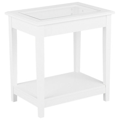 End Table with Glass Top White ATTU