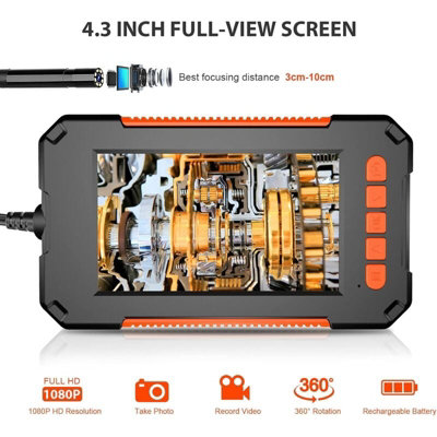 Endoscope Industriel 1080P 5M - Caméra Inspection HD Écran 4.3" LCD, LED 8 Lumières, Étanché IP67 + 32Go