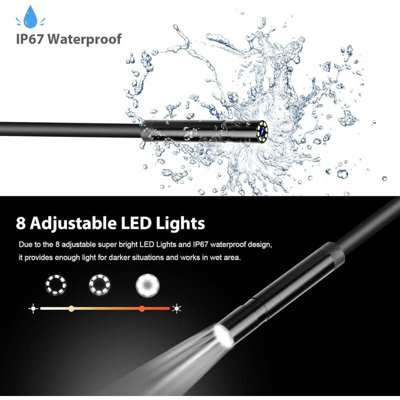 Caméra Endoscopique, 1080P HD Endoscope Avec Zoom 2X, IP67 Camera Inspection Canalisation A Etanche Ips De 24 Pouces Cable Semi Rigide De 5m 8 Led Reglables Gadgets Pour Hommes 82983628