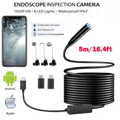 Endoscope Inspection Camera, 1920 HD Inspection Camera with 8 LED ...