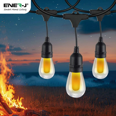 Ener-J 15m Flame Effect LED String Light Kit 15 Bulbs Black 240V